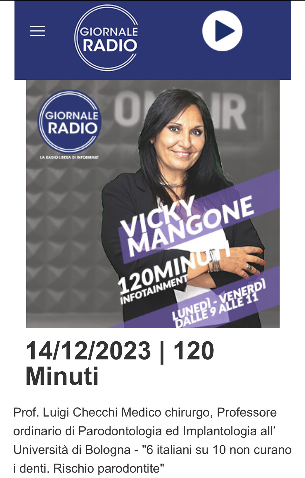 parodontite intervista Prof. Checchi Luigi